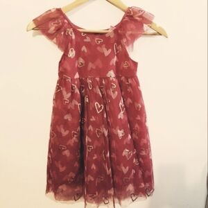 Isaac Mizrahi Red Gold Heart Net Frock Special Occasion Little Girls Dress Sz 6
